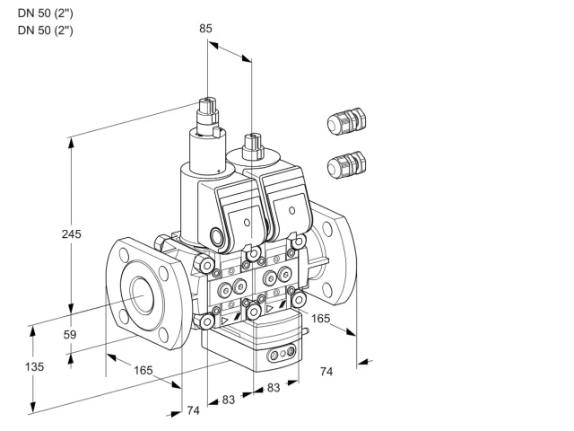 Kromschroder VCG 3E50F/50F05LGEWR3/PPPP/PPPP — двойной электромагнитный газовый клапан — 88106666