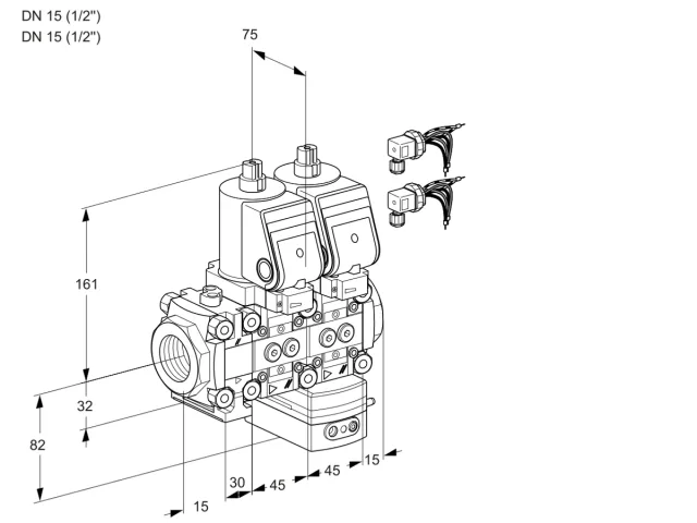 Kromschroder VCD 1E15R/15R05FND-25WGR8/PPPP/PPPP — двойной электромагнитный газовый клапан — 88107169