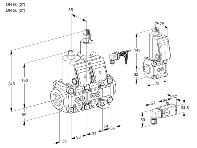 Kromschroder VCS 3E50R/50R05NLVWR/-3PP/PPBS — двойной электромагнитный газовый клапан — 88107335