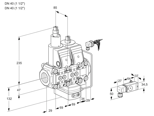 Kromschroder VCH 2E40R/40R05LHEVKR/-2PP/PPPP — двойной электромагнитный газовый клапан — 88104154