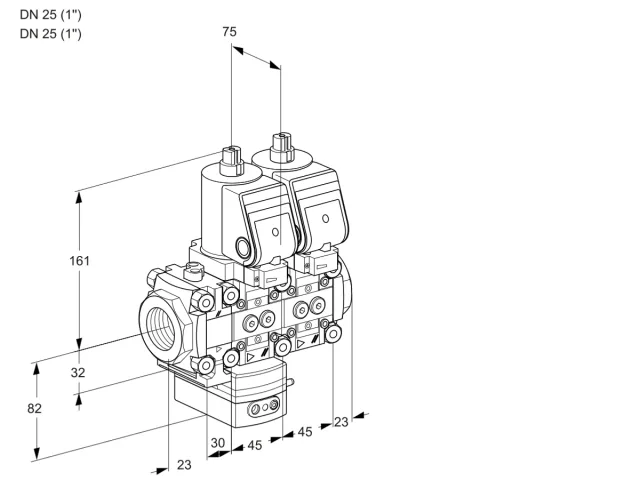 Kromschroder VCD 1T25N/25N05FD-100NQGR/PPPP/PPPP — двойной электромагнитный газовый клапан — 88100541