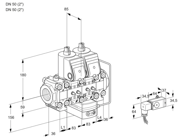 Kromschroder VCH 3T50N/50N05FNHAVQR/MMMM/PP-3 — двойной электромагнитный газовый клапан — 88106966