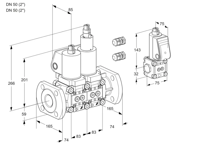 Kromschroder VCS 3E50F/50F05NLKGL3/PPZS/PPPP — двойной электромагнитный газовый клапан — 88100453