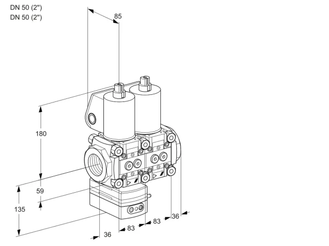 Kromschroder VCD 3E50R/50R05D-100NWL/PPPP/PPPP — двойной электромагнитный газовый клапан — 88102743