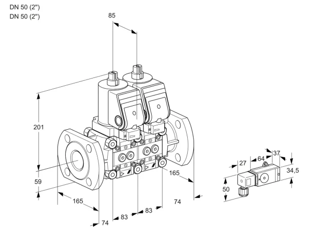 Kromschroder VCS 3E50F/50F05NNWSR/4--3/PPPP — двойной электромагнитный газовый клапан — 88103172