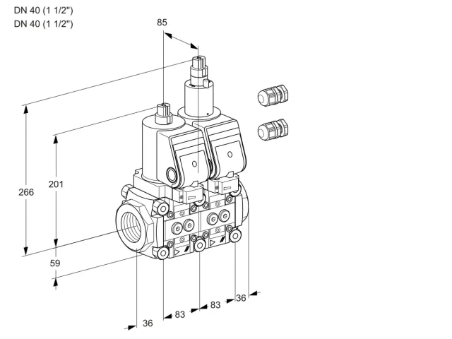 Kromschroder VCS 3E40R/40R05NLKGR3/PPPP/PPPP — двойной электромагнитный газовый клапан — 88106461