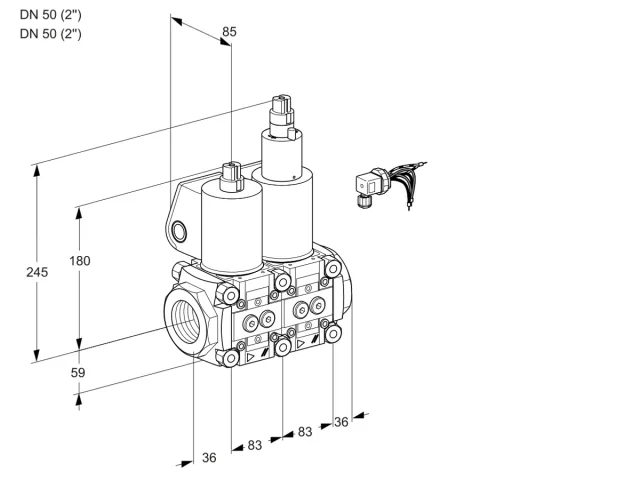 Kromschroder VCS 3E50R/50R05NLQL/PPPP/MMMM — двойной электромагнитный газовый клапан — 88104786
