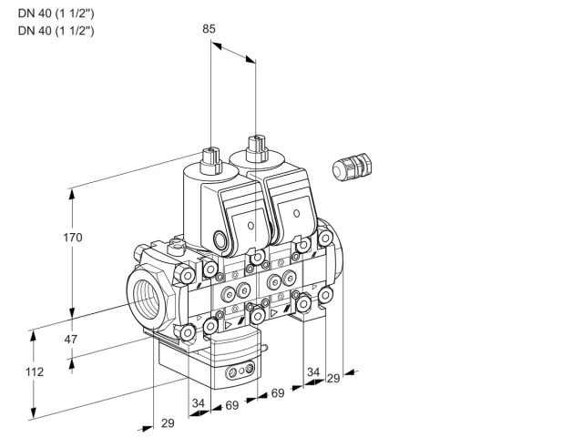 Kromschroder VCD 2E40R/40R05FD-100NVWR/PPPP/PPPP — двойной электромагнитный газовый клапан — 88103780