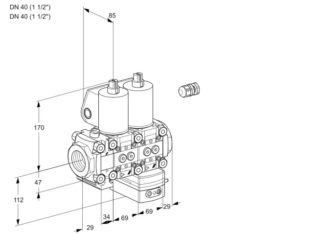 Kromschroder VCD 2E40R/40R05FND-50WL/PPPP/PPPP — двойной электромагнитный газовый клапан — 88106865