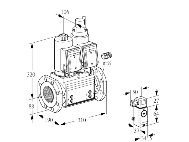 Kromschroder VCS 780F05NLWGR3B/PPPP/3-PP — двойной электромагнитный газовый клапан — 88207576