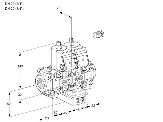 Kromschroder VCG 1E20R/20R05FNGEVWR/PPPP/PPPP — двойной электромагнитный газовый клапан — 88100181