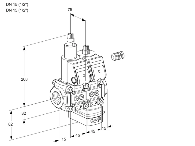 Kromschroder VCD 1E15R/15R05LD-50WR/PPPP/PPPP — двойной электромагнитный газовый клапан — 88103097