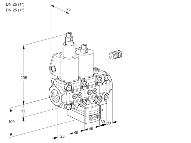 Kromschroder VCH 1E25R/25R05LHEVWL/PPPP/PPPP — двойной электромагнитный газовый клапан — 88100662