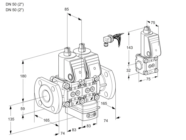 Kromschroder VCG 3E50F/50F05NGEWR/PPPP/PPZS — двойной электромагнитный газовый клапан — 88100826