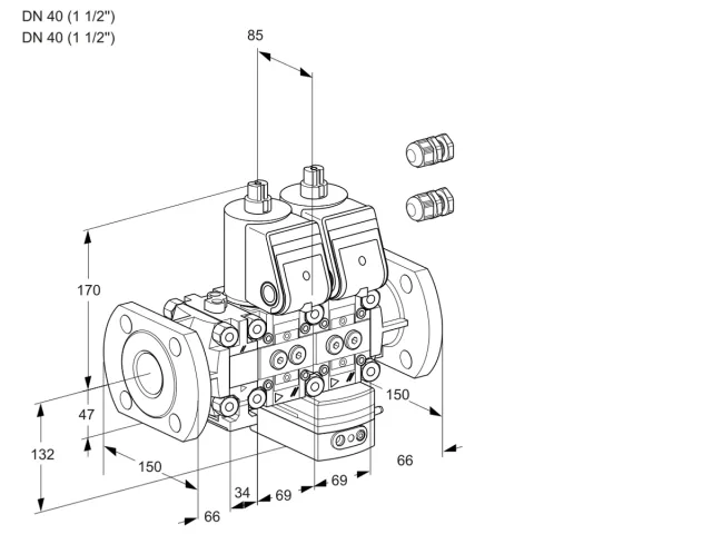 Kromschroder VCH 2E40F/40F05FNHEWR3/PPPP/PPPP — двойной электромагнитный газовый клапан — 88101284