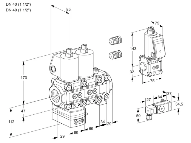 Kromschroder VCD 2E40R/40R05D-25NVWL3/PPBS/2--2 — двойной электромагнитный газовый клапан — 88100819