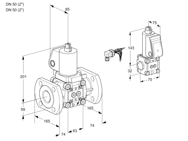 Kromschroder VAS 3E50F/50F05NQGL/BS/PP — электромагнитный газовый клапан — 88104400