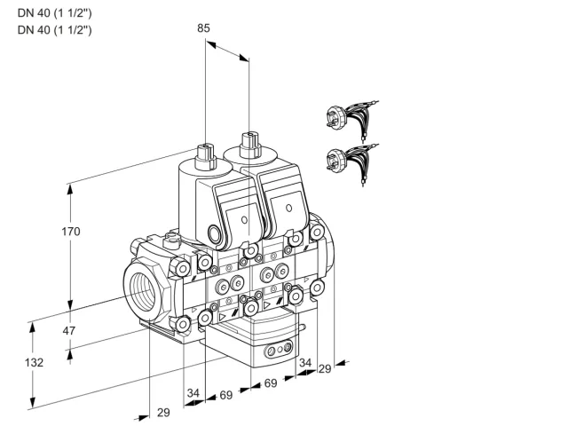 Kromschroder VCH 2E40R/40R05FNHEVWR5/PPPP/PPPP — двойной электромагнитный газовый клапан — 88103891