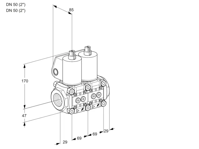 Kromschroder VCS 2T50N/50N05NNQL/MMMM/PPPP — двойной электромагнитный газовый клапан — 88104552