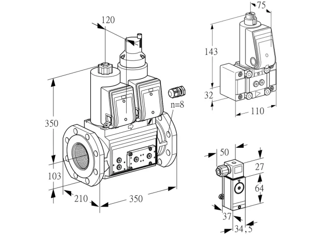 Kromschroder VCS 8100F05NLWR3E/PPPP/2-B- — двойной электромагнитный газовый клапан — 88204575