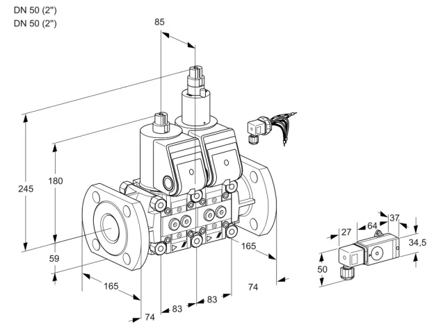 Kromschroder VCS 3E50F/50F05NLWR/3--4/-3PP — двойной электромагнитный газовый клапан — 88100959