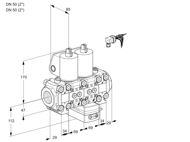 Kromschroder VCG 2E50R/50R05FNGEVWL/PPPP/PPPP — двойной электромагнитный газовый клапан — 88104361