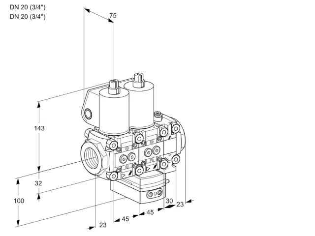 Kromschroder VCH 1T20N/20N05NHAVQL/PPPP/PPPP — двойной электромагнитный газовый клапан — 88107197