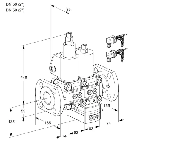 Kromschroder VCG 3E50F/50F05LGEWL6/PPPP/PPPP — двойной электромагнитный газовый клапан — 88105158
