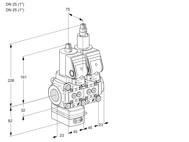Kromschroder VCD 1E25R/25R05D-25LQSR/PPPP/PPPP — двойной электромагнитный газовый клапан — 88100395