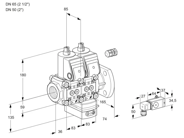 Kromschroder VCG 3E65R/50F05NGEWR/-2PP/2--3 — двойной электромагнитный газовый клапан — 88100943