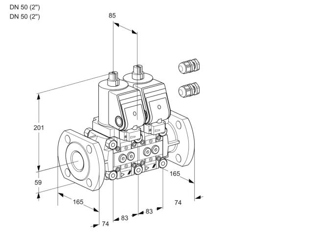Kromschroder VCS 3E50F/50F05NNWSR3/PPPP/PPPP — двойной электромагнитный газовый клапан — 88101034