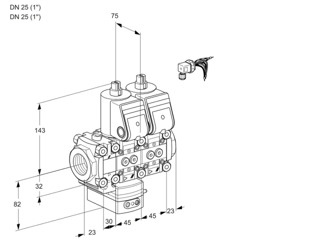 Kromschroder VCD 1E25R/25R05FD-25NWR/PPPP/PPPP — двойной электромагнитный газовый клапан — 88105023