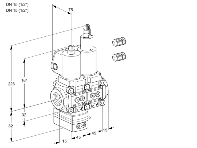 Kromschroder VCD 1E15R/15R05D-100LWSL3/PPPP/PPPP — двойной электромагнитный газовый клапан — 88104110