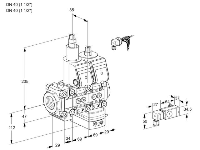 Kromschroder VCD 2E40R/40R05FLD-25WR/3-PP/PPPP — двойной электромагнитный газовый клапан — 88100712