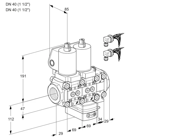 Kromschroder VCG 2E40R/40R05NGEVWSL8/PPPP/PPPP — двойной электромагнитный газовый клапан — 88103217