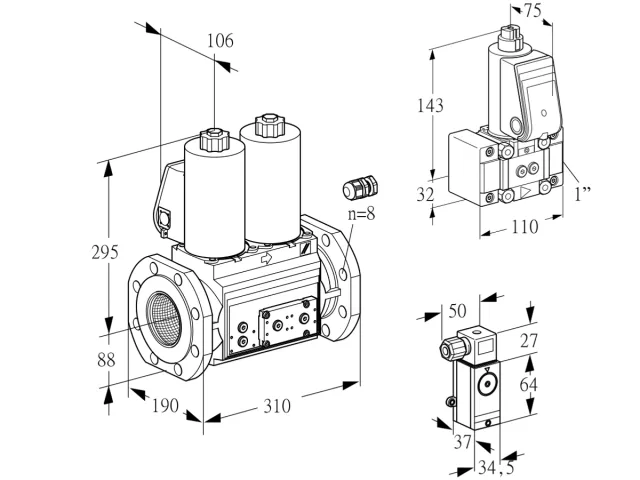Kromschroder VCS 780F05NNKL3E/P3PP/PPZ- — двойной электромагнитный газовый клапан — 88207428