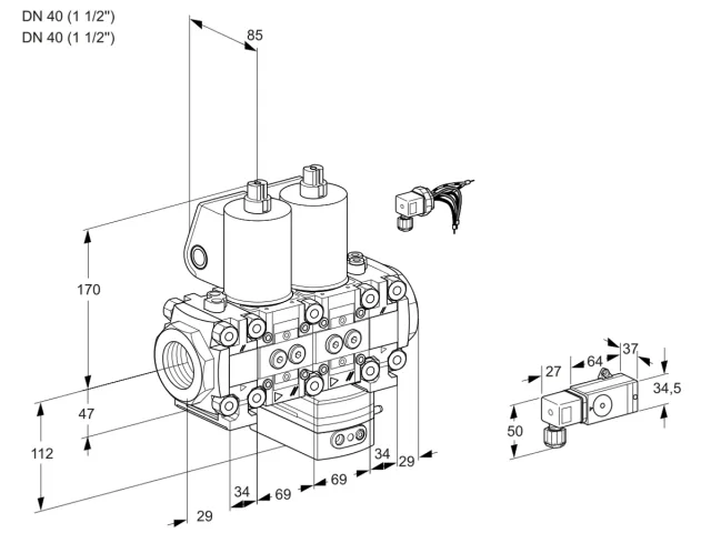 Kromschroder VCD 2E40R/40R05FND-50VWL/PPPP/2-PP — двойной электромагнитный газовый клапан — 88106973
