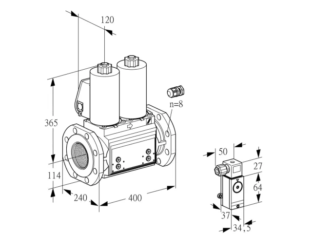 Kromschroder VCS 9125F05NNAL3B/P4PP/4-PP — двойной электромагнитный газовый клапан — 88207165