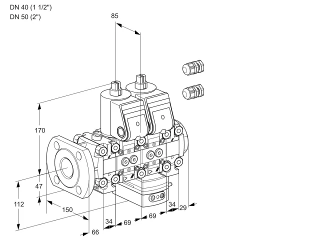 Kromschroder VCD 2E40F/50R05FND-25VWR3/PPPP/PPPP — двойной электромагнитный газовый клапан — 88101712