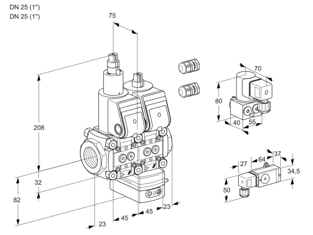 Kromschroder VCG 1E25R/25R05LGEWR3/3-PP/PPBY — двойной электромагнитный газовый клапан — 88107663