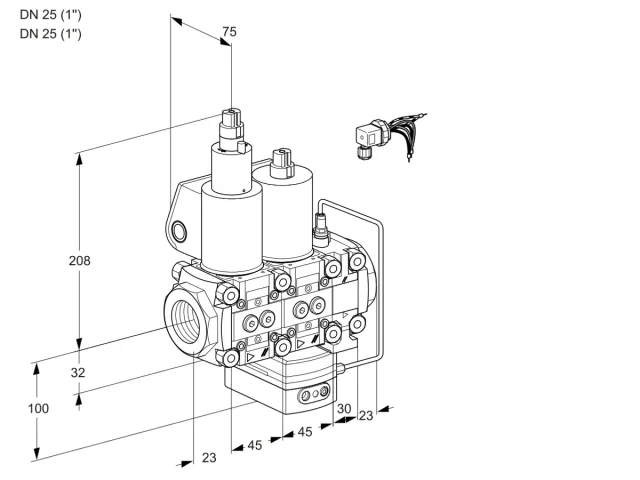 Kromschroder VCH 1E25R/25R05LHEVWL/PPPP/PPPP — двойной электромагнитный газовый клапан — 88103291