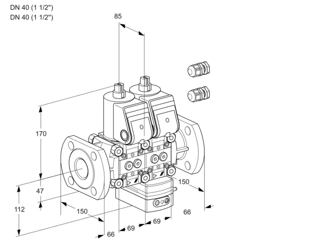 Kromschroder VCD 2E40F/40F05ND-100WR3/PPPP/PPPP — двойной электромагнитный газовый клапан — 88101261