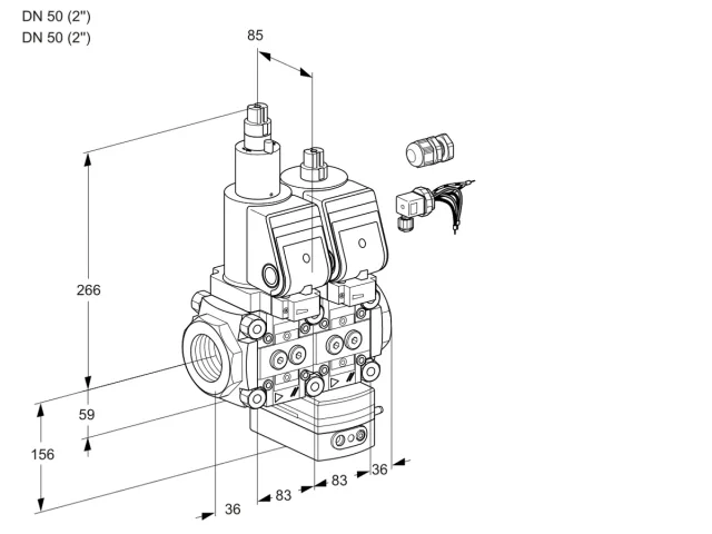Kromschroder VCH 3E50R/50R05LHEWGR8/PPPP/PPPP — двойной электромагнитный газовый клапан — 88103484