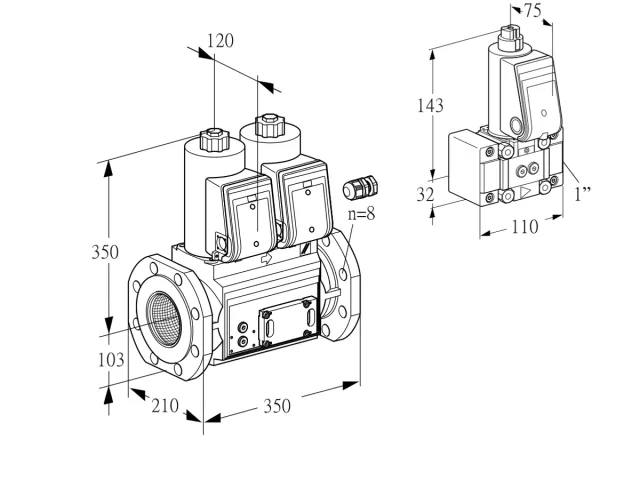Kromschroder VCS 8100F05NNWR3E/PPZ-/PPEP — двойной электромагнитный газовый клапан — 88207004