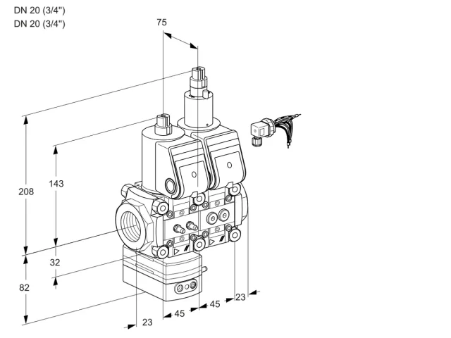 Kromschroder VCD 1E20R/20R05D-100LQR/MMPP/PPPP — двойной электромагнитный газовый клапан — 88106736