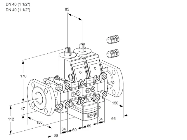 Kromschroder VCD 2E40F/40F05FND-25VWR3/PPPP/PPPP — двойной электромагнитный газовый клапан — 88101330