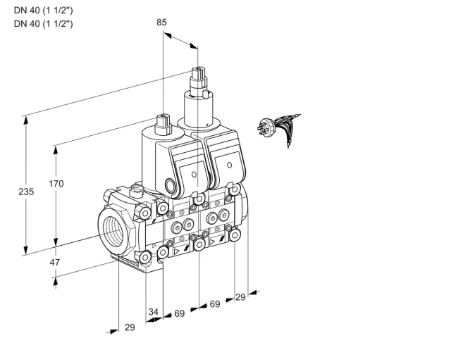 Kromschroder VCS 2E40R/40R05FNLQR/PPPP/PPPP — двойной электромагнитный газовый клапан — 88104028
