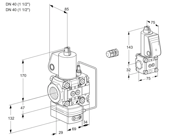 Kromschroder VAH 2E40R/40R05HEVWL/BS/PP — регулятор расхода газа — 88104706