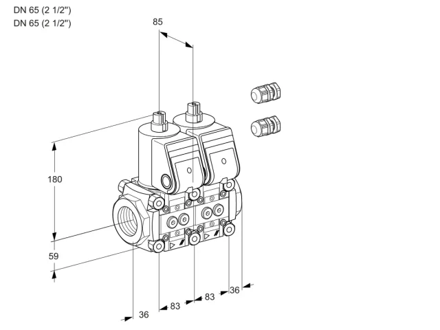 Kromschroder VCS 3E65R/65R05NNKR3/PPPP/PPPP — двойной электромагнитный газовый клапан — 88101123