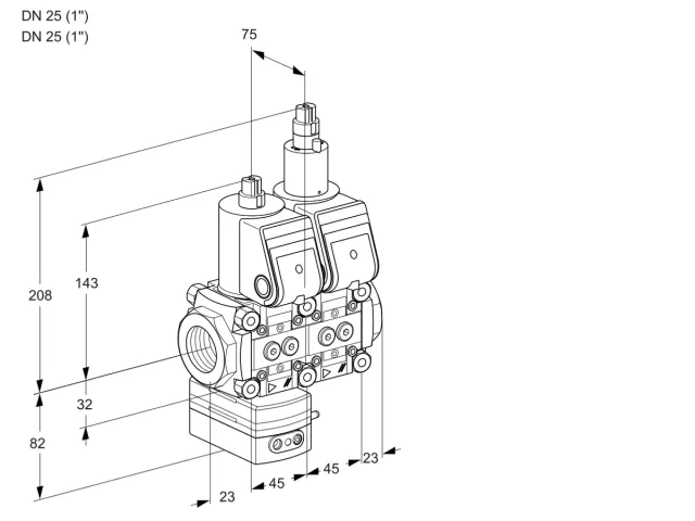 Kromschroder VCD 1E25R/25R05D-25LWR/PPPP/PPPP — двойной электромагнитный газовый клапан — 88100385